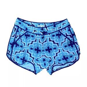 Annie Griffin Silk Shorts Womens Size 8 Blue Print Pattern 4" Inseam Designer